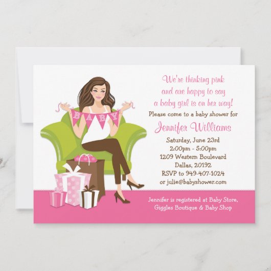 baby shower Uitnodiging voor meisjes (Voorkant)