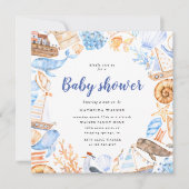 baby shower - uitnodiging voor nautische strandill (Voorkant)