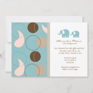 Baby shower uitnodiging voor Paisley & Elephants