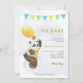 baby shower - uitnodiging voor panda - ballon (Voorkant)