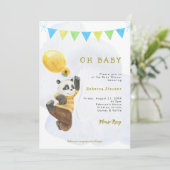 baby shower - uitnodiging voor panda - ballon (Staand voorkant)