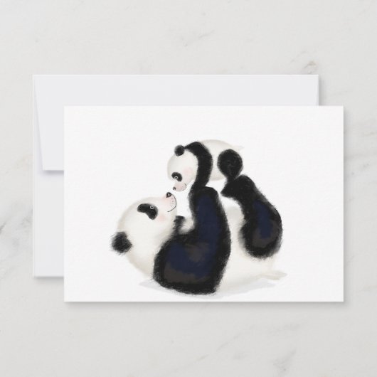 Baby shower-uitnodiging voor panda en cub RSVP kaartje (Achterkant)