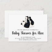 Baby shower-uitnodiging voor panda en cub RSVP kaartje (Voorkant / Achterkant)