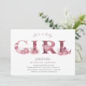 baby shower uitnodiging voor rode florale vorm (Staand voorkant)