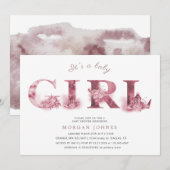 baby shower uitnodiging voor rode florale vorm (Voorkant / Achterkant)