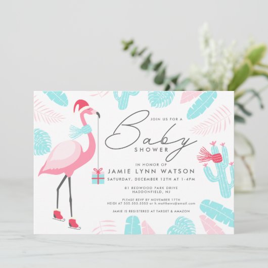 BABY SHOWER | Uitnodiging voor Santa Claus Flaming (Staand voorkant)