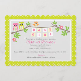 baby shower uitnodiging voor schattige meisjes