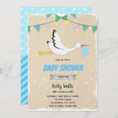 Baby shower-uitnodiging voor Stork boy Kaart (Voorkant / Achterkant)