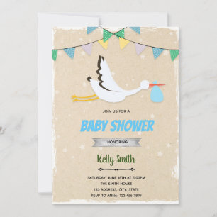 Baby shower-uitnodiging voor Stork boy Kaart