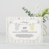 Baby shower uitnodiging voor tweeling - Genderneut (Staand voorkant)