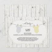 Baby shower uitnodiging voor tweeling - Genderneut (Voorkant / Achterkant)