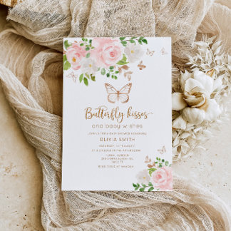 Baby shower-uitnodiging voor vlinderkussen kaart