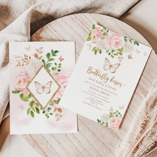 Baby shower-uitnodiging voor vlinderkussen kaart