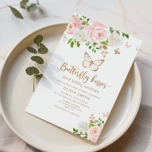 Baby shower-uitnodiging voor vlinderkussen kaart