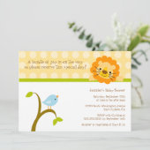 Baby shower-uitnodiging voor vogel- en leeuwenpolk kaart (Staand voorkant)