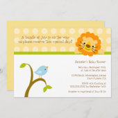 Baby shower-uitnodiging voor vogel- en leeuwenpolk kaart (Voorkant / Achterkant)