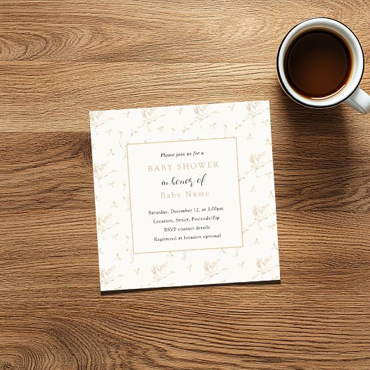 Baby shower-uitnodiging voor vogels, ooievaar kaart