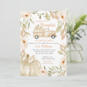 Baby shower uitnodiging voor White Peach Truck Pea (Staand voorkant)