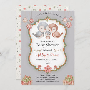 Baby shower-uitnodiging voor zoete kleine vogelvog kaart
