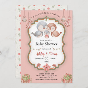 Baby shower-uitnodiging voor zoete kleine vogelvog kaart