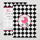 Baby shower-uitnodiging voor zwart-wit kaart (Voorkant / Achterkant)