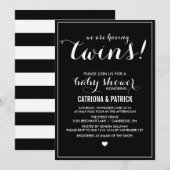 Baby shower-uitnodiging voor zwarte en witte scrip kaart (Voorkant / Achterkant)