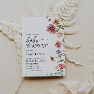 Baby shower Uitnodiging Waterverf Bloemen