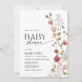 Baby shower Uitnodiging Waterverf Wildflower (Voorkant)