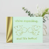 Baby shower uitnodiging We verwachten tweeling (Staand voorkant)