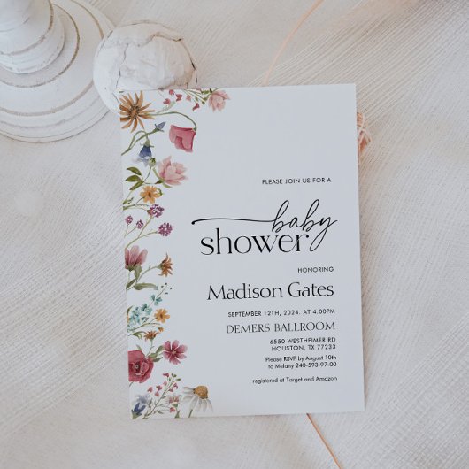 Baby shower Uitnodiging Wildflower