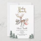 Baby shower-uitnodiging winterbos kaart (Voorkant)