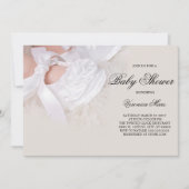Baby shower uitnodiging, Witte baby schoenen Kaart (Voorkant)