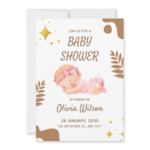 Baby Shower Uitnodiging Zachte Roze Esthetiek