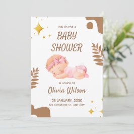 Baby Shower Uitnodiging Zachte Roze Esthetiek