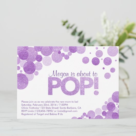 Baby shower uitnodiging Ze staat op het punt om te (Staand voorkant)