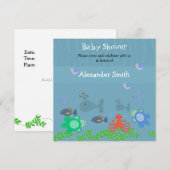 Baby Shower Uitnodiging Zee Dieren (Voorkant / Achterkant)