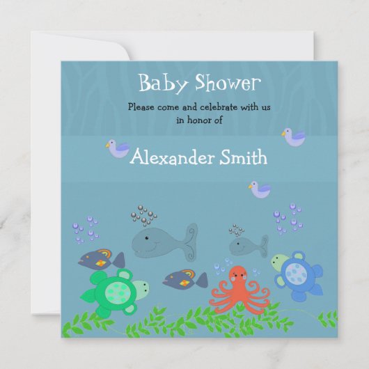 Baby Shower Uitnodiging Zee Dieren (Voorkant)