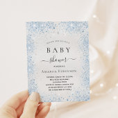 Baby shower uitnodiging zilver blauw jongen budget flyer