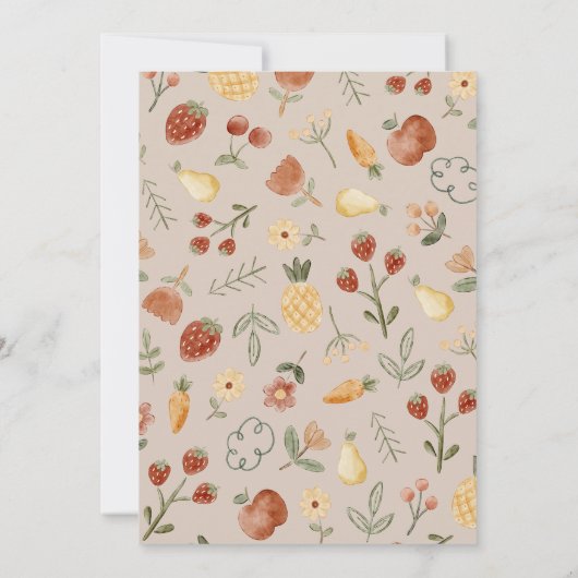 Baby shower Uitnodiging Zomer Fruit Meisje (Achterkant)