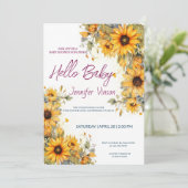 Baby shower Uitnodiging Zonnebloemen (Staand voorkant)