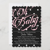 Baby shower Uitnodiging, zwart, wit en roze Stippe Kaart (Voorkant)