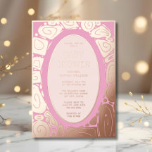 Baby Shower Uitnodigingen Folie Funky Roze Rose Go