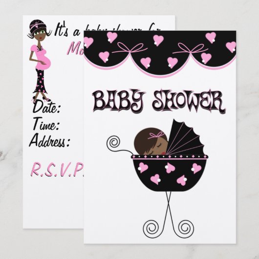 Baby Shower-uitnodigingen Kaart (Voorkant / Achterkant)