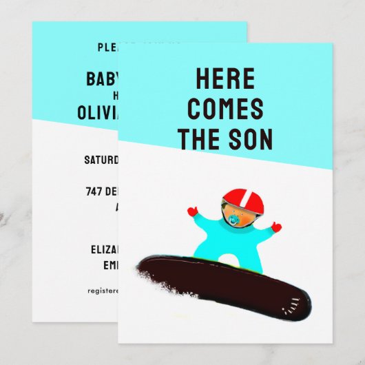 Baby Shower-uitnodigingen Kaart (Voorkant / Achterkant)