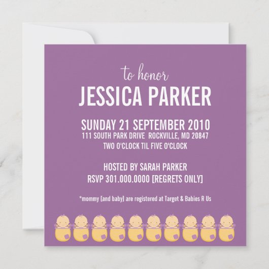 Baby Shower-uitnodigingen Kaart (Achterkant)