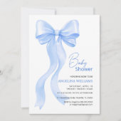 Baby shower uitnodigingen met lief strikje. (Voorkant)