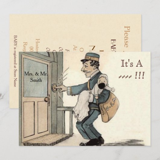 BABY SHOWER uitnodigingen neutraal (Voorkant / Achterkant)