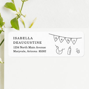 Baby Shower Uitnodigingen Retouradres Label