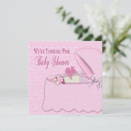 Baby Shower-uitnodigingen - Roze denken Kaart (Staand voorkant)