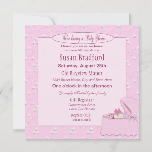 Baby Shower-uitnodigingen - Roze denken Kaart (Achterkant)